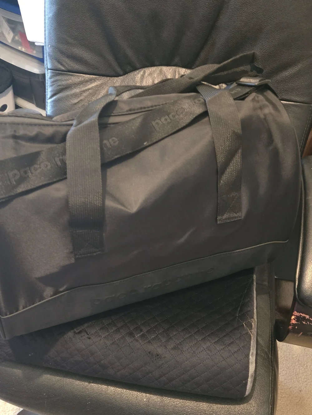Paco Rabanne Black Nylon Duffel with Web Carry Handles